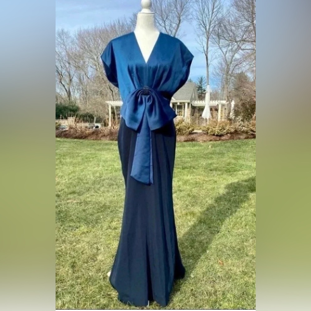 Sachin + Babi  Deep Navy Satin-Tie Maxi Dress - Picture 3 of 9